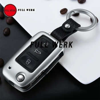 

1pc Aluminum Metal Car Styling Key Case Cover Wallet Pocket Protector Cap for Volkswagen Touareg 03-10 Interior Accessories