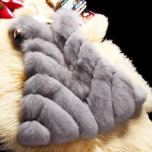 Новое поступление, зимний модный женский меховой жилет, пальто из искусственного меха без рукавов с круглым вырезом, женская черная, белая, серая куртка, пальто PC082