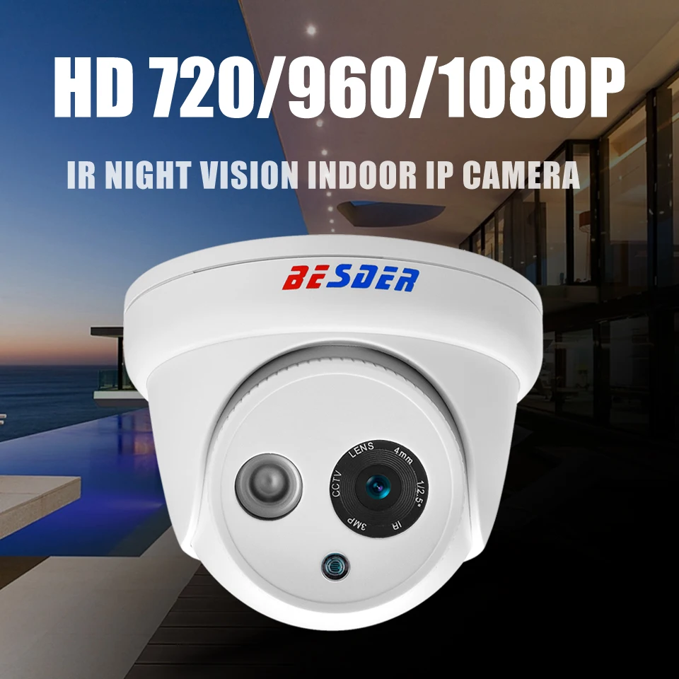 Besder HD 720P 960P 1080P IP камера DC12V POE48V ONVIF P2P Email Alam ночное видение CCTV Домашняя безопасность IP Cam сеть XMEye View