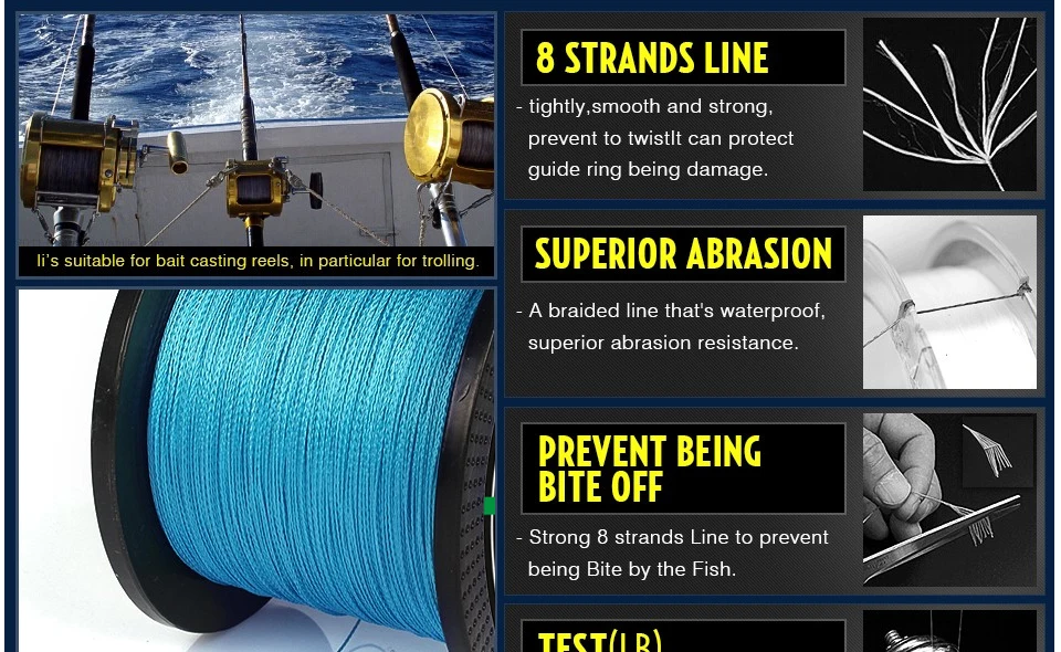 Goture 8 STRANDS 500m PE Braided Fishing Line Super Strong Japan  Multifilament Fishing Line 17 22 30 39 45 51 55 74 87 108LB