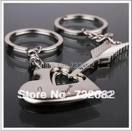 wholesale free shippping 1 pair Romantic Heart &amp Arrow Metal Keychain for Couple or lovers E4211 |