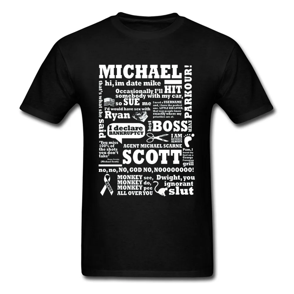 Michael Scott 22609 100% Cotton Normal Tees Cheap Short Sleeve Men Tshirts Printing Lovers Day T Shirt Crew Neck Michael Scott 22609 black