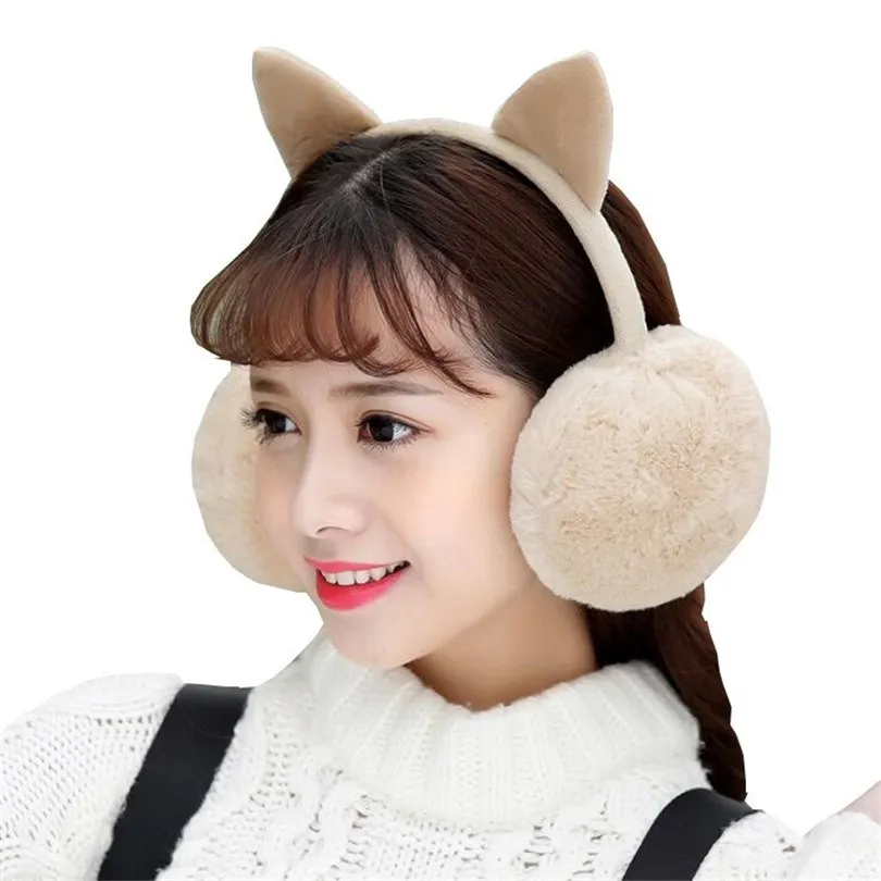 Visnxgi Winter Warm Earmuffs Faux Fur Ear Muffs Cute Cat Ear Earflap