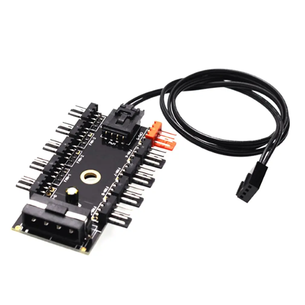

10-Port 12V 4 Pin PWM CPU Cooling Fan Hub SATA Controller Power Supply Spliter Adapter Computer PWM Function Cooling Fan