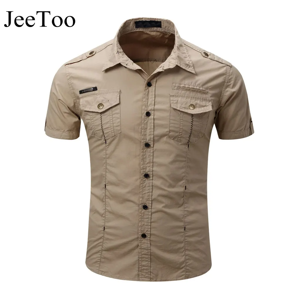 Стандартный нам Размеры Для мужчин S Рубашки для мальчиков короткий рукав Cargo Shirt Для мужчин повседневная рубашка хлопок Plue Размеры M-3XL Camisa