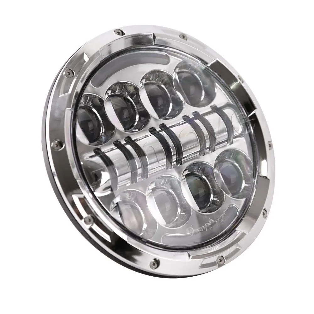 New 7 Inch Round Chrome LED Projector Headlights with DRL for Jeep Wrangler (7)