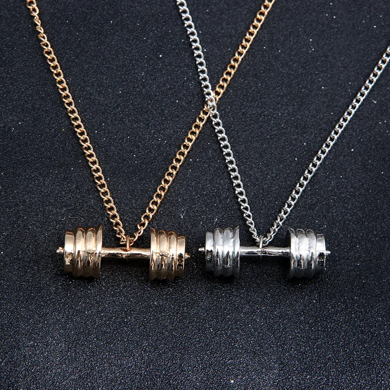 Punk Dumbbell Pendant Necklace Personalized Sport Fitness Weight