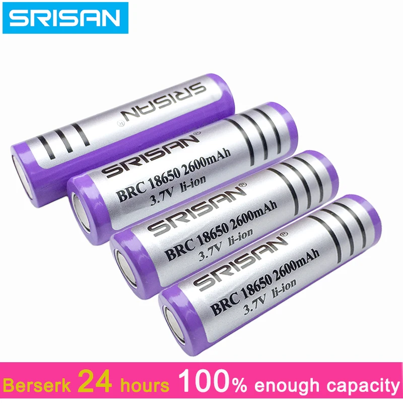 

4PCS 18650 rechargable Battery 3.7V lithium Li-ion batteries Real Full enough 100% 2600mAh Capacity T6 Led Flashlight Power bank