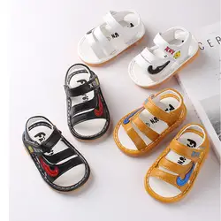 Для маленьких мальчиков и девочек Летняя обувь мягкие дети мальчик сандалии кожа дышащие отверстие детские тапочки для новорожденных
