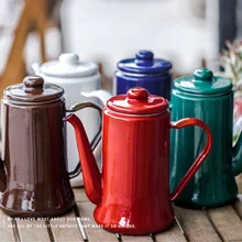 Эмалированный утолщенный чайник для воды, ретро креативный имитация керамического чайника, кофейник, фильтр, экран, холодная вода, чайник, кувшин, 1.1л
