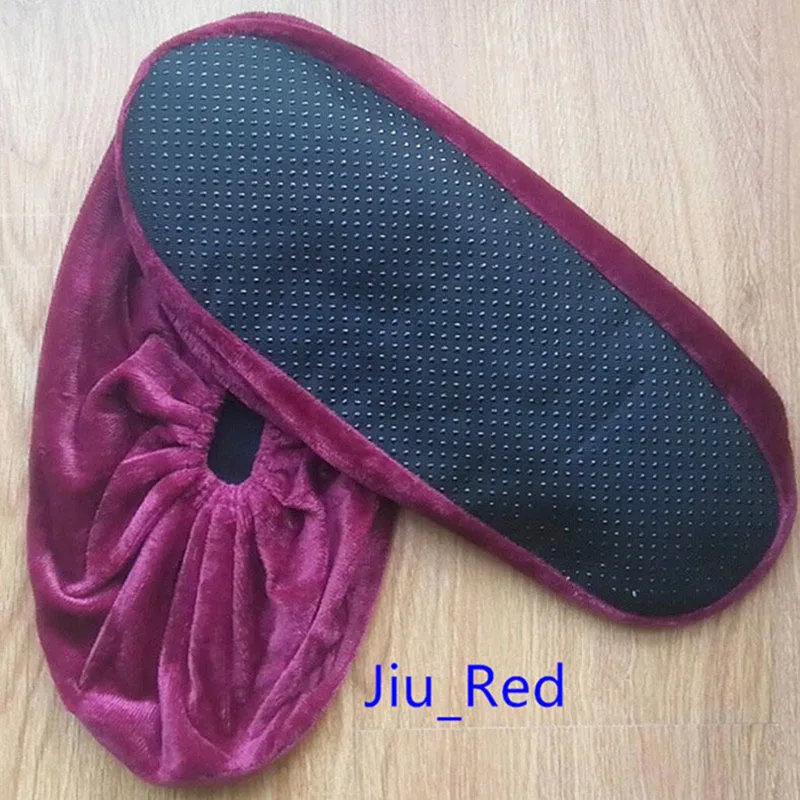 Черный утепленный вельветовый чехол для обуви унисекс, противоскользящий износостойкий Пыленепроницаемый Чехол для обуви для дома, офиса, школы - Цвет: Красный