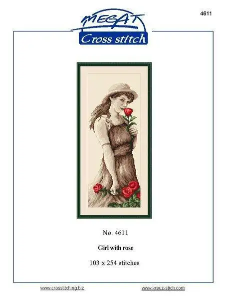 CS-1035 cross stitch kit girl with rose flower.jpg