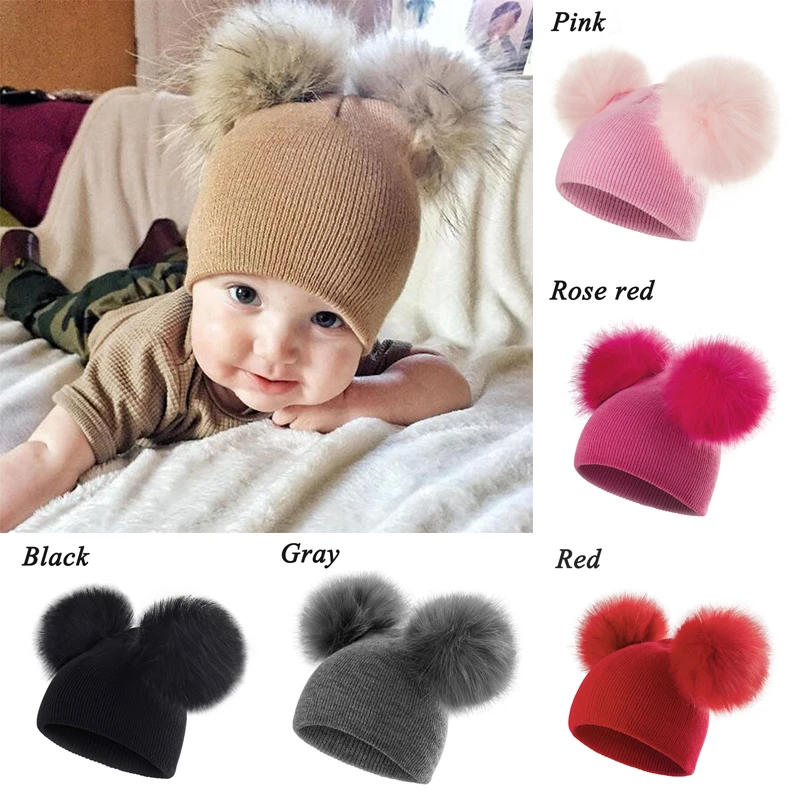 

Children crochet Hat Toddler Kids Baby Warm Winter Outdoor baseball Hat Knit Beanie Pom Photography Hat Baby Boys Girls Cap