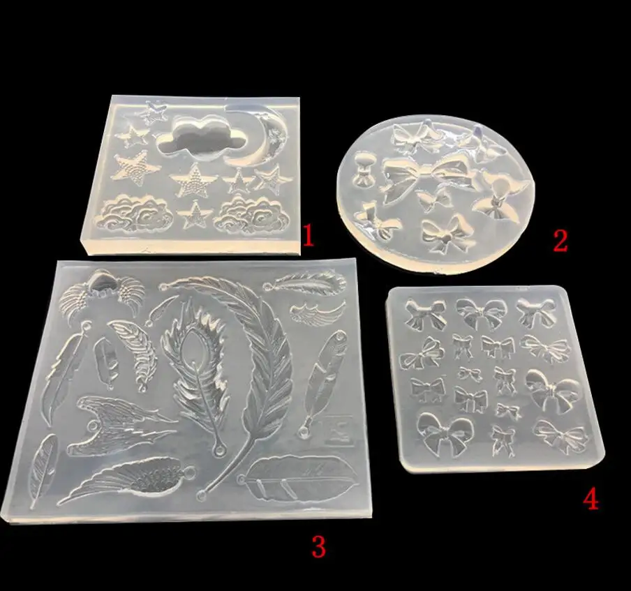 

4pcs/set Moon/Star/Clouds/Bows/Feather Cabochon Silicon Mold Mould For Epoxy Resin Jewelry Making DIY Craft