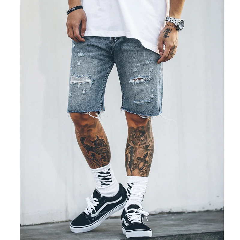 Высокое качество 2017 мода высокие уличные мужские destroyed Denim Шорты для женщин