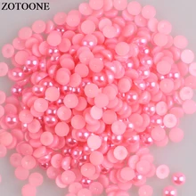 ZOTOONE Craft Темно-розовый АБС Искусственный жемчуг Полукруглый жемчуг с плоской спинкой Бусины