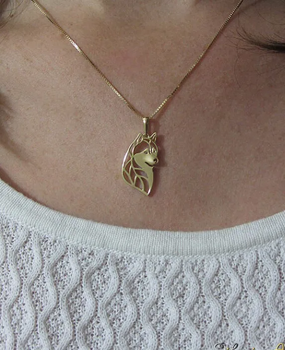 Украшение в виде головы Сибирского Хаски с золотым покрытием|jewelry silver|boho chicpendant