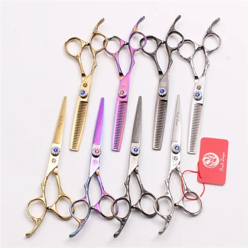 

6 inch Japan 440C Purple Dragon Professional Barber Scissor Cutting Shear Thinning Scissors Style Tool Left-Hand Hair Scissors