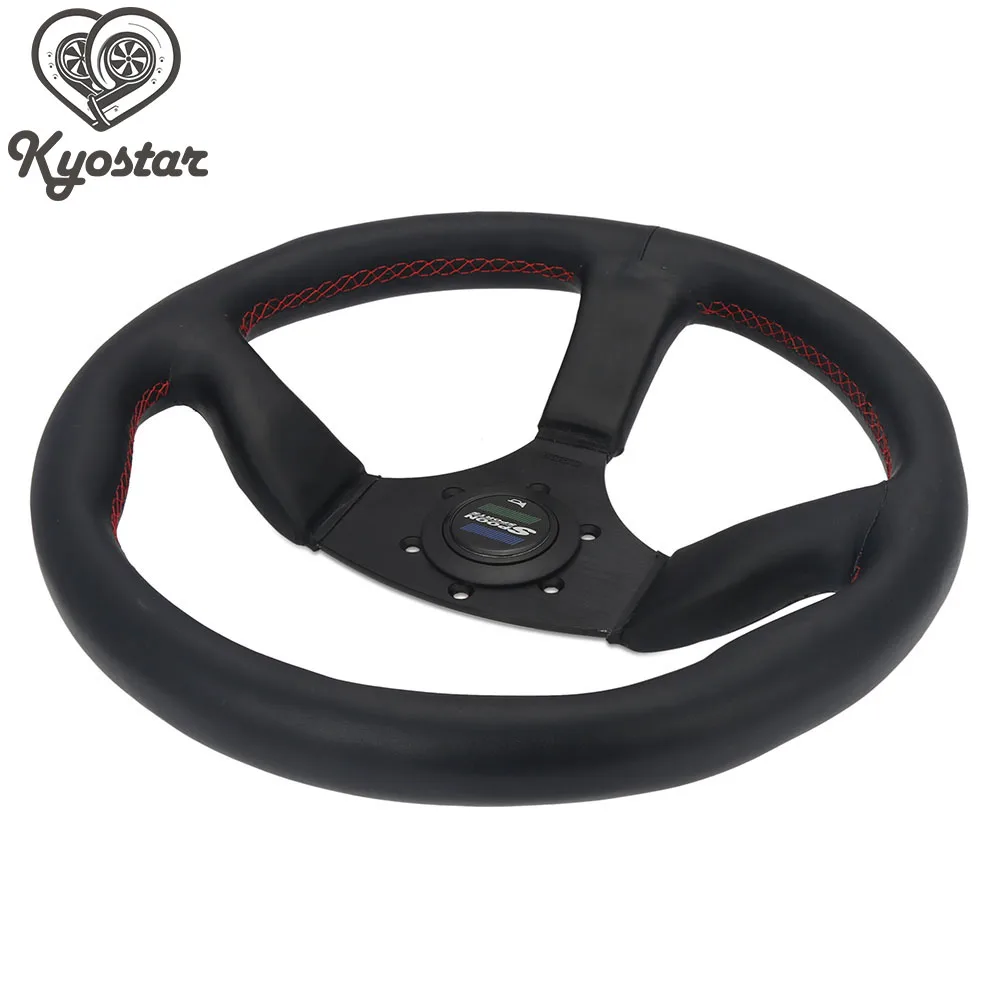 Universal 350mm 14" Inch Flat Steering Wheel With Horn Button