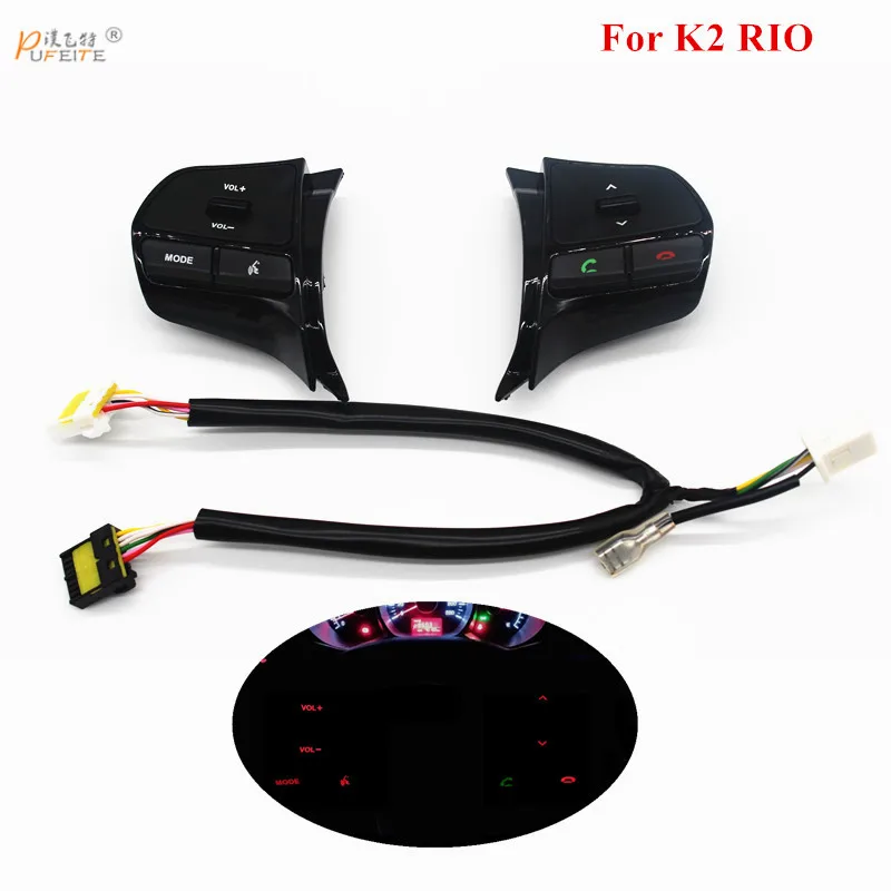 

PUFEITE Factory price Steering Wheel Audio Control Buttons for KIA K2 RIO volume phone mode button switch car styling