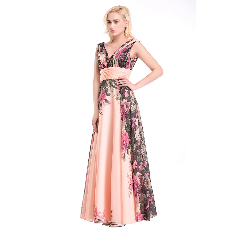 

sweetheart evening dress long 2017 off shoulder Floral Chiffon Formal Gowns vestido de noiva