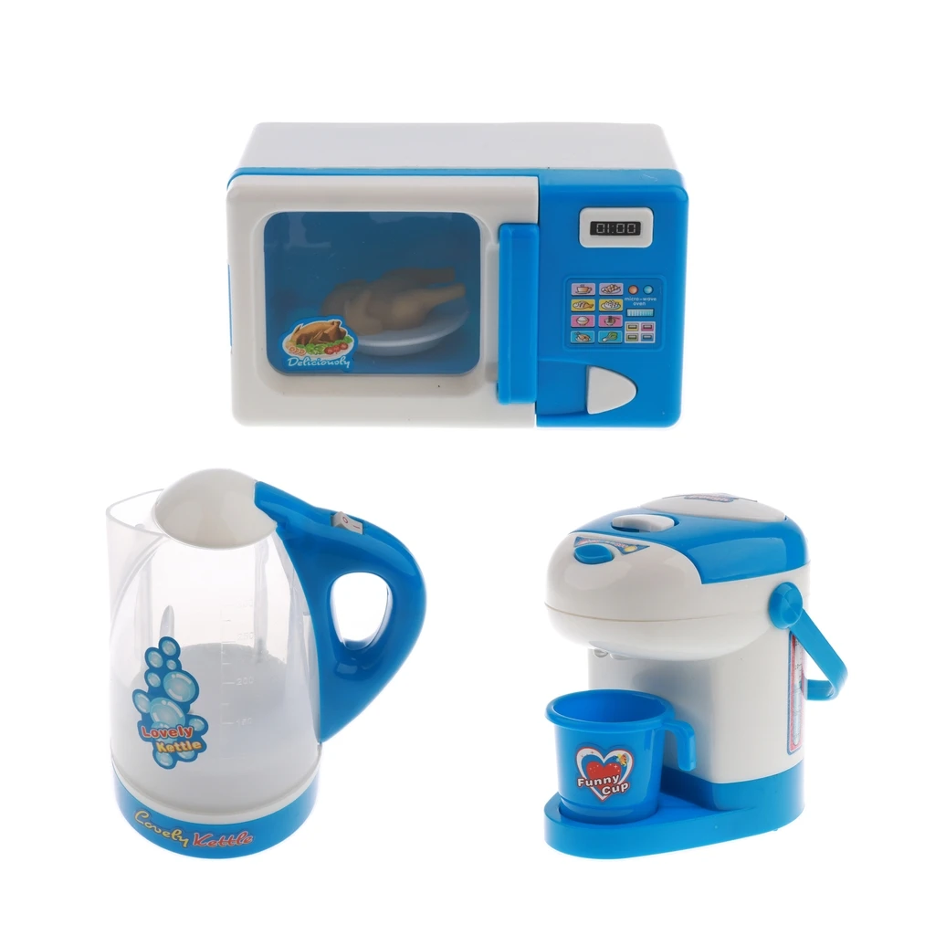 Kids Mini Home Appliance Toy with Light and Sound - Microwave Oven Water Dispenser Kettle