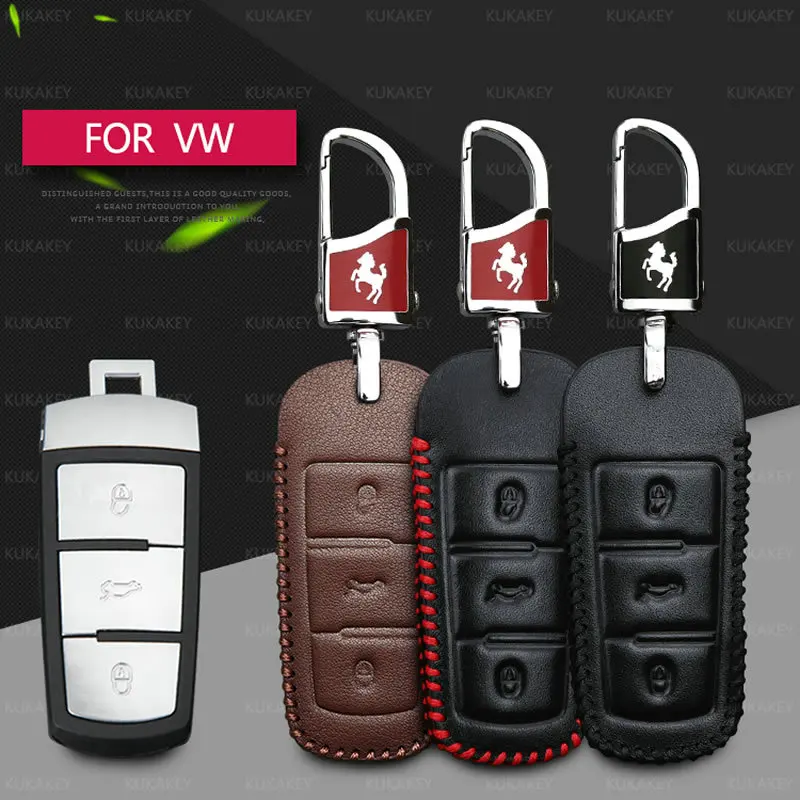 For Volkswagen Key Chain Holder Genuine Leather Key Bag Case For VW CC