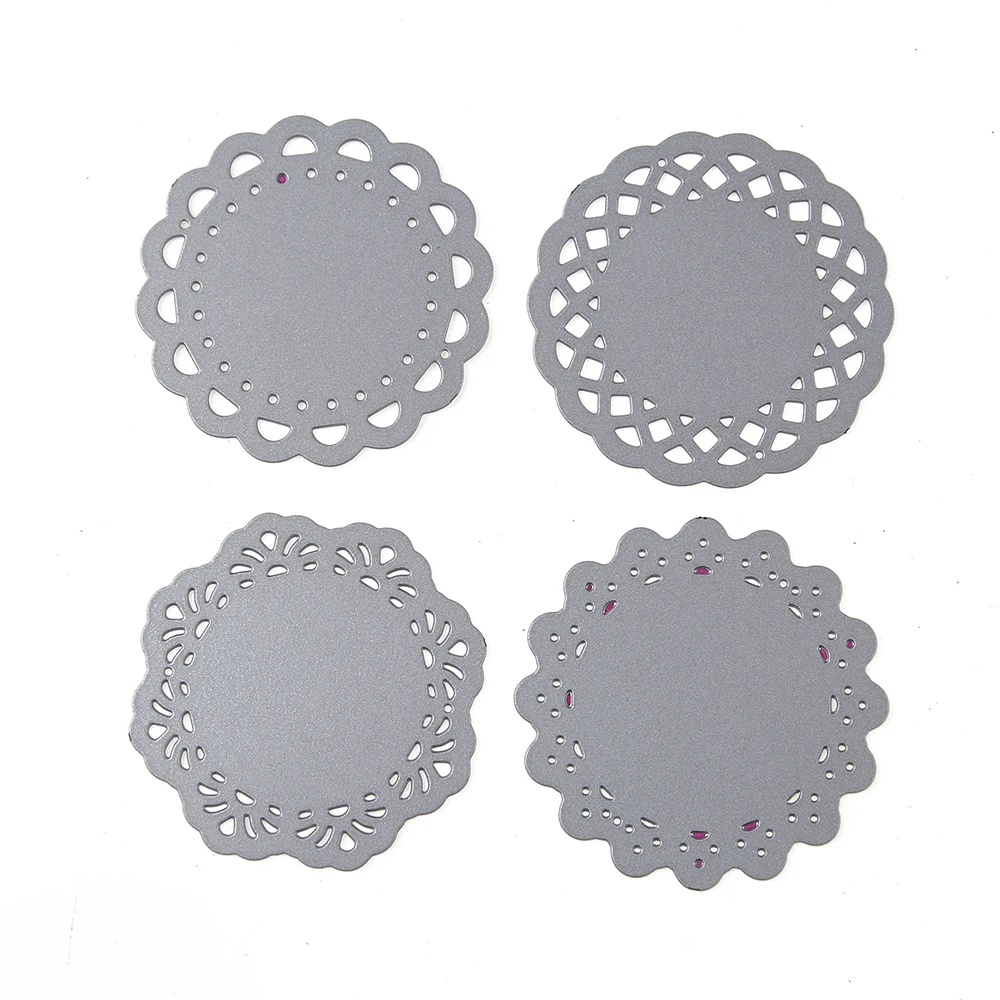  Estel 4pcs Lace Circle Round Metal Steel Cutting Die for DIY Scrapbooking album Decor Embossing Cut - 32982656203