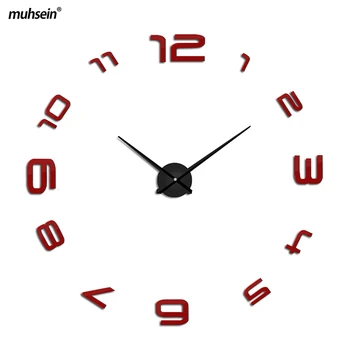 

2020 New Year Creative Clock Arabic Digital Clock 3d Acrylic Metal Mirror DIY Modern Design Wall Sticker Watch Free Shipping