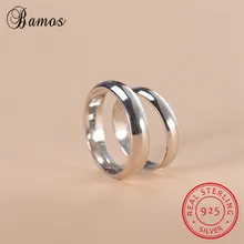 Bamos 1 шт. роскошные мужские и женские любовь модное кольцо для пальца стерлингового серебра 925 простое кольцо обещание на помолвку кольца для пары