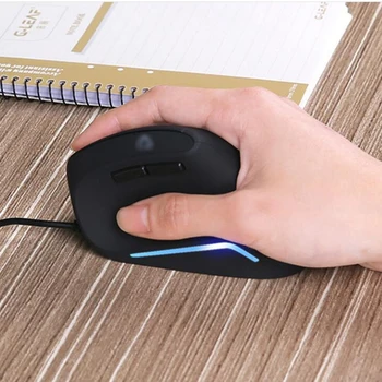 

1600DPI Black Wired Vertical Mouse Office Ergonomics Optical Mice Protect Wrist Gaming Mouse for Desktop PC Laptop