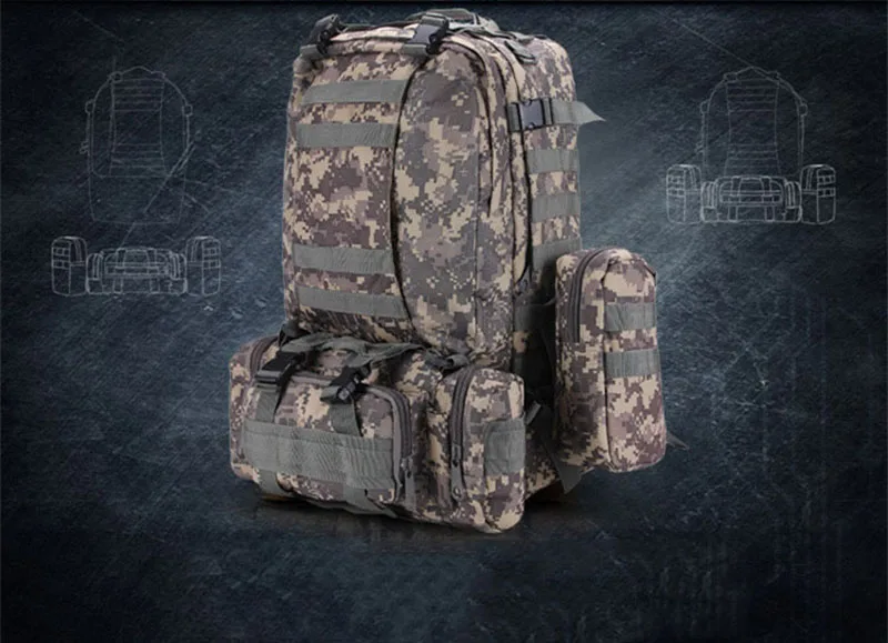 55L Military Tactical Backpack Assault Pack Outdoor Camping Hiking Travel Bag Cycling Climbing Rucksack Kitbag (4)