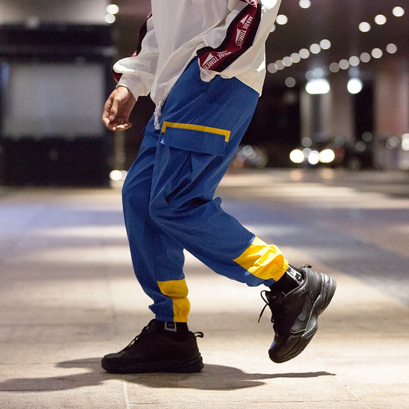 Waliicorners Men Big pocket Casual Cargo Pants Harajuku Hip Hop Streetwear Elastic ankle Skateboard Harem Sweatpants Joggers 8 4