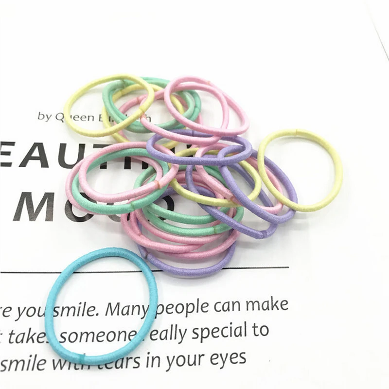 

New 100PCS/Lot Girls Candy Colors Nylon 3CM Rubber Bands Children Safe Elastic Hair Bands Ponytail Holder Kids Hair Accessories