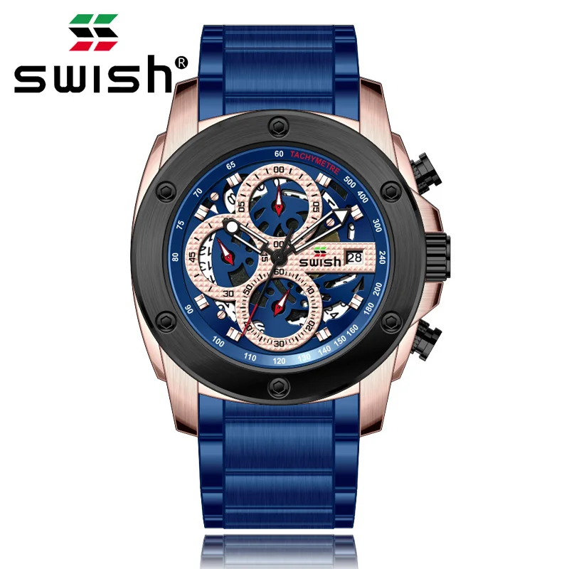 

SWISH 2019 Watch Men Sport Quartz Fashion Steel strip Clock Mens Watches Top Brand Luxury Waterproof Business Watch