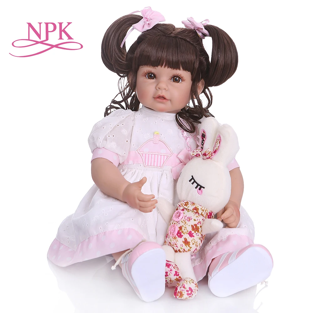 

NPK50CM adorable sweet long curly hair princess toddler girl doll silicone bebe doll reborn toys for children brinquedos Adora