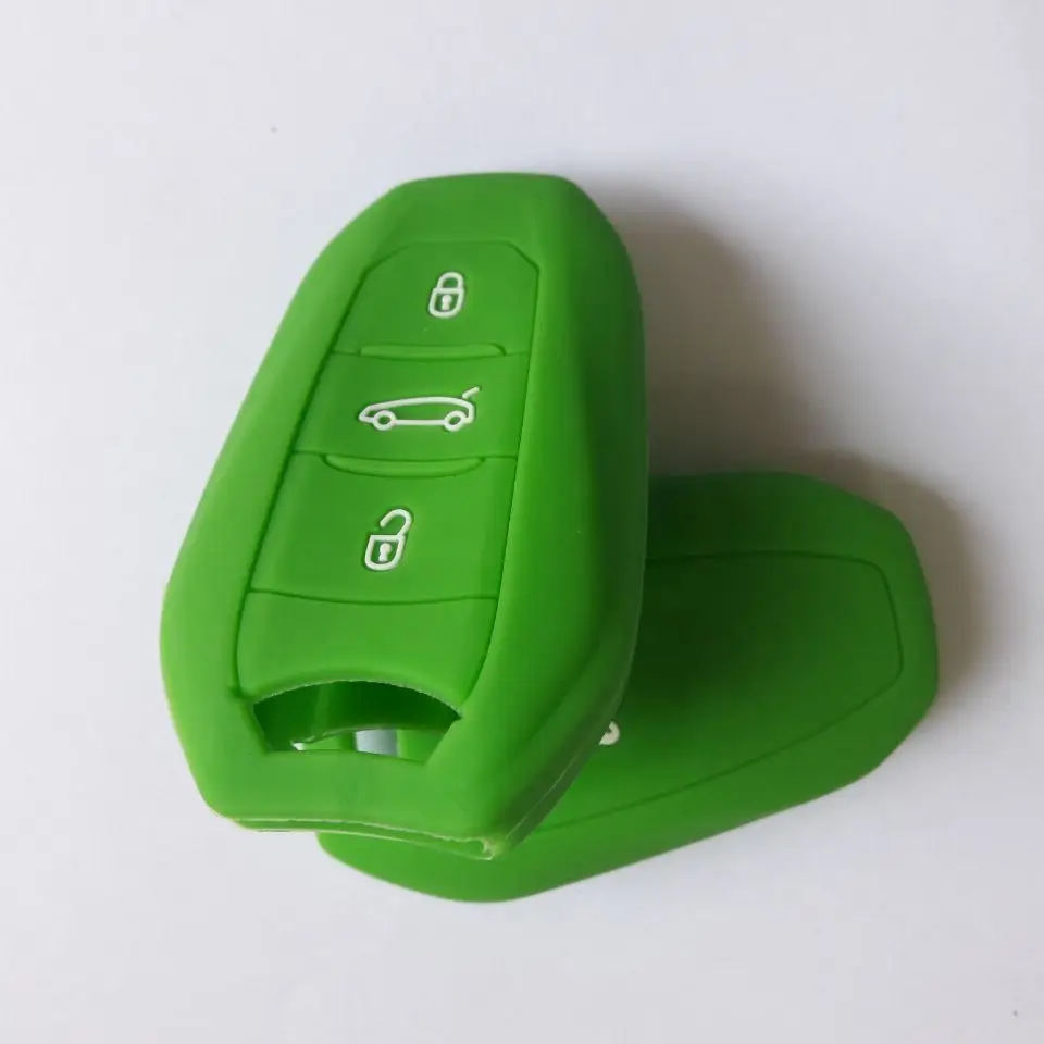 Умный брелок 3 кнопки дистанционного ключа Funda силиконовый чехол для Citroen C5 C6 C4L кактус C3XR DS для peugeot 508 301 2008 3008 4008 407 408 5008 - Название цвета: Зеленый