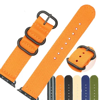 

For Apple Cattle Ring Loop Canvas Strap iWatch 1 2 3 4 5 ZULU Ring NATO Nylon Watch Band 38mm 40mm 42mm 44mm