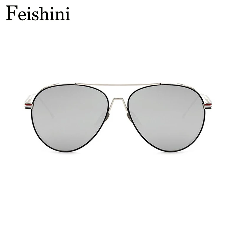 FEISHINI 957 HD антибликовые солнечные очки UV400, женские солнцезащитные очки в металлической оправе, ретро зеркальные очки, солнцезащитные очки пилота, мужские брендовые дизайнерские Золотые очки