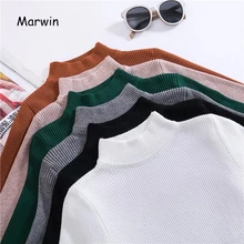 Marwin 2018 New-coming Autumn Turtleneck Pullovers Sweaters Primer shirt long sleeve Short Korean Slim-fit tight sweater