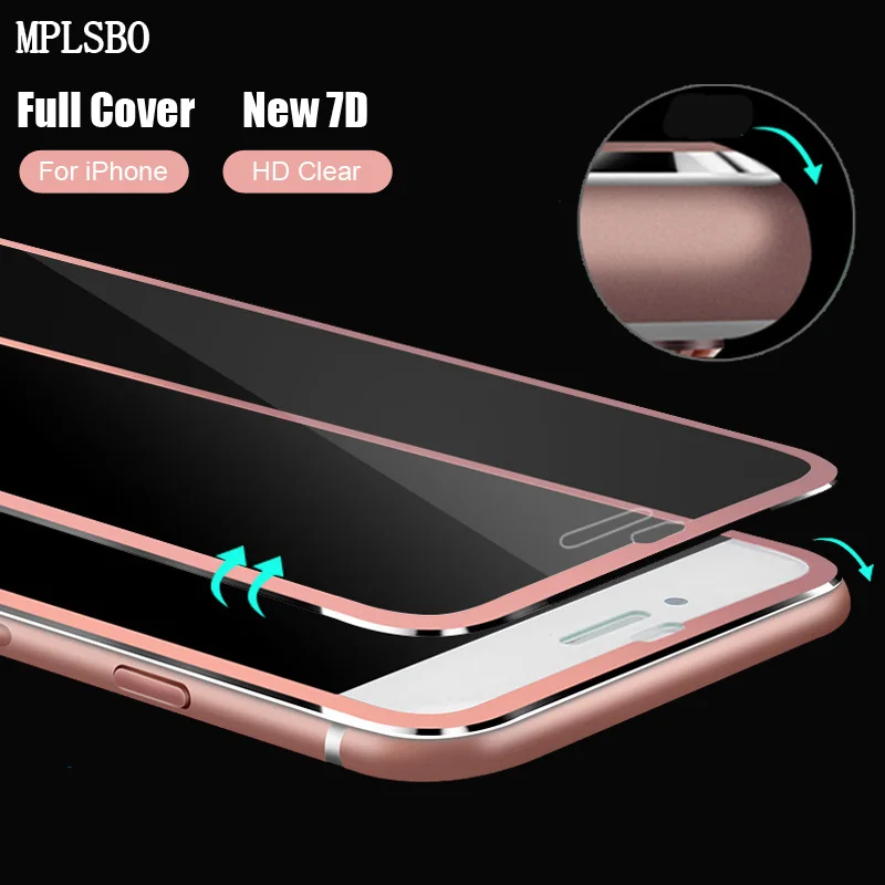 MPLSBO Новое 7D закаленное стекло с металлическим краем для iPhone 6 6S 7 8 Plus полное