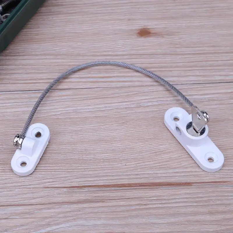 

1 set aluminum alloy security key lock door window limiter block child safety limit of 20 cm length 230x22x15mm cable white