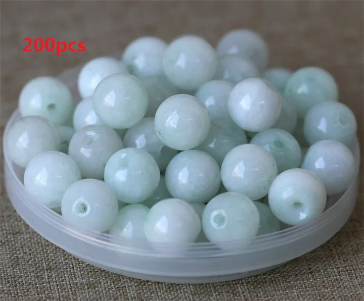 4 200pcs 8-16mm Natural Stone Loose Beads For Bracelet Jewelry Making Multicolor Jade Stone Beads Necklace Diy Jewelry Accessories