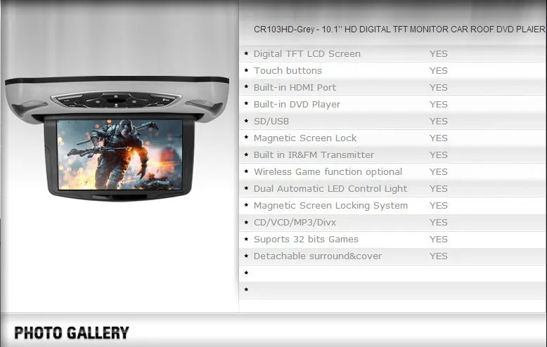 Flash Deal 10.1" Car Roof Mounted DVD Monitor, HDMI 1240*600 Touch Button Extra Case & IR headphones,Flip Down Monitor Overhead Ceiling DVD 1