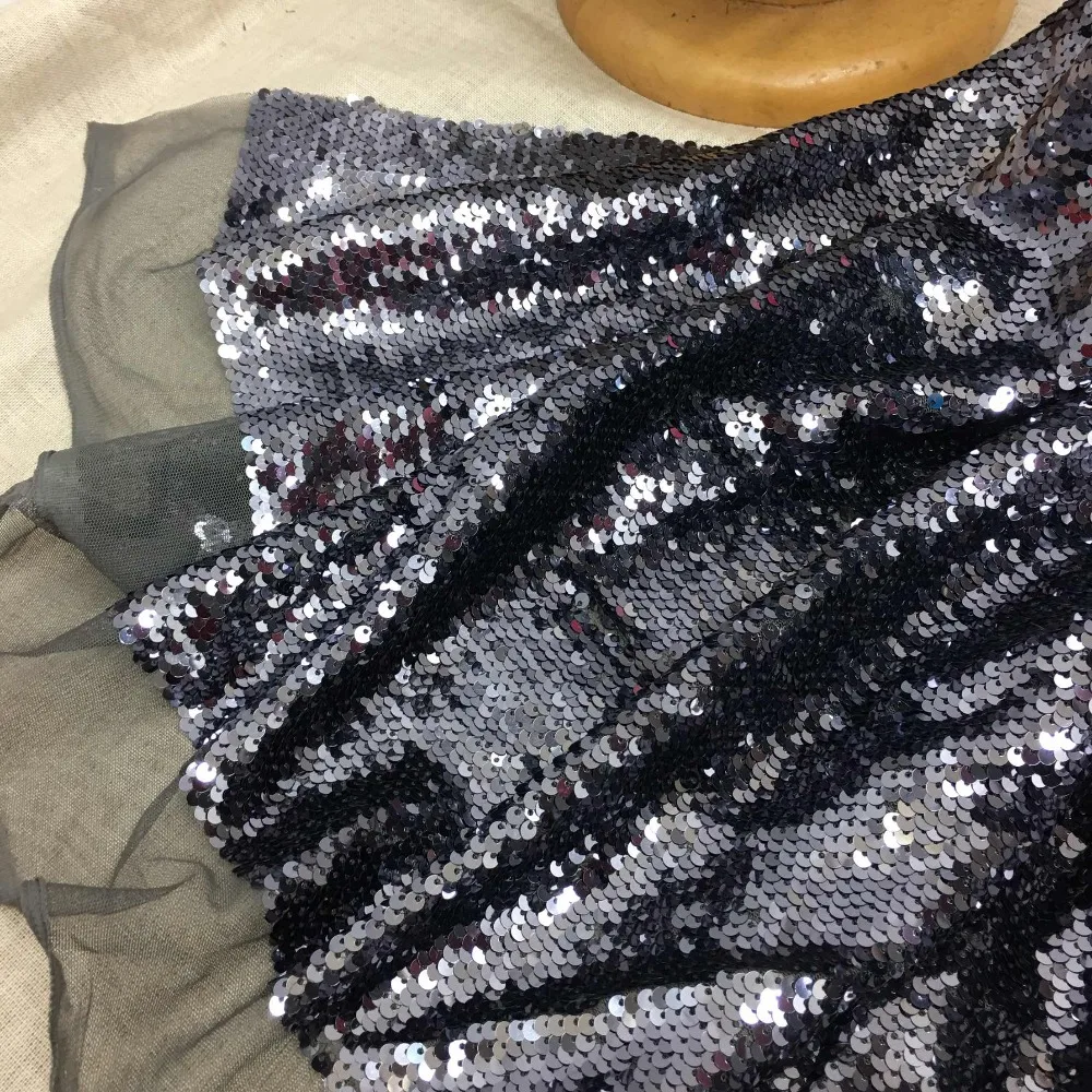 5m New Dark Gray Sequins Fabric Mesh For Dresses Clothes|Fabric ...