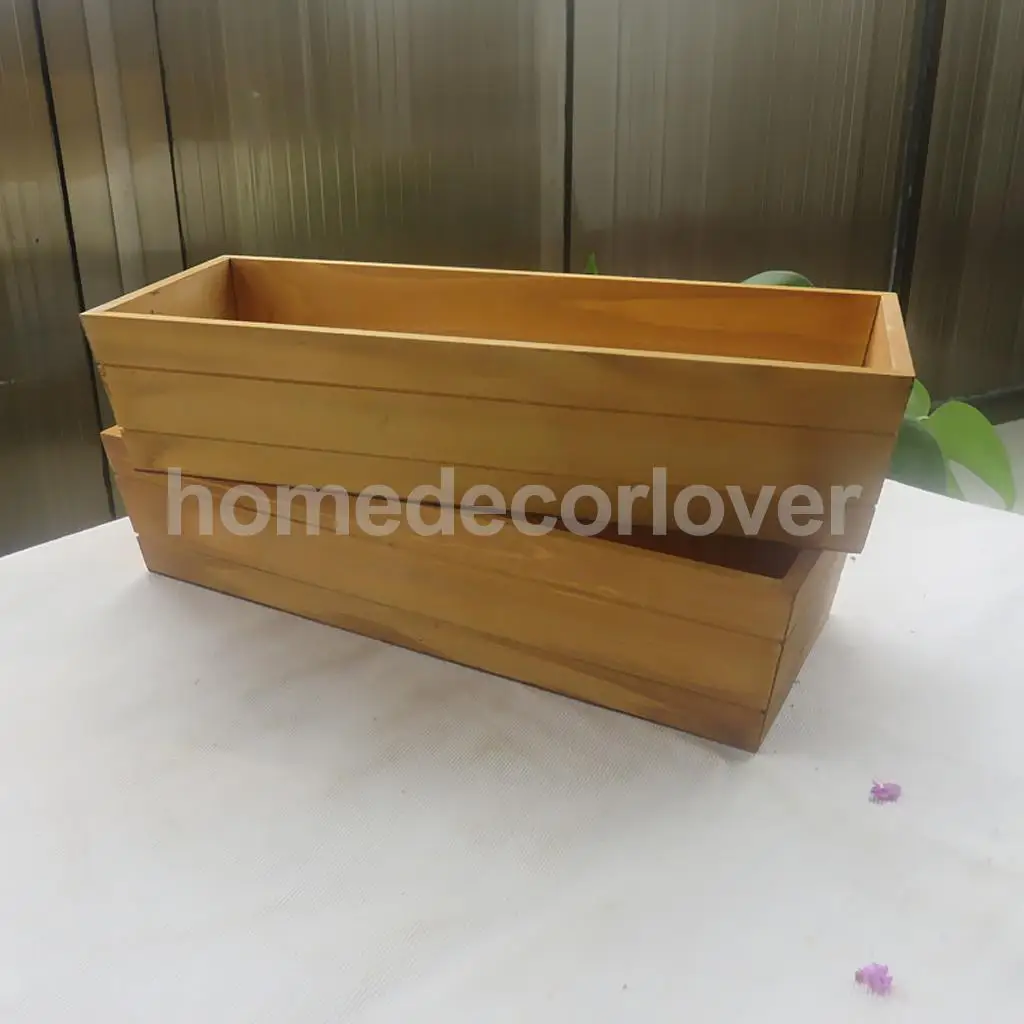 Wooden Succulent Plant Flower Bed Pot Through Box Garden Planter 34cm/35.5cm