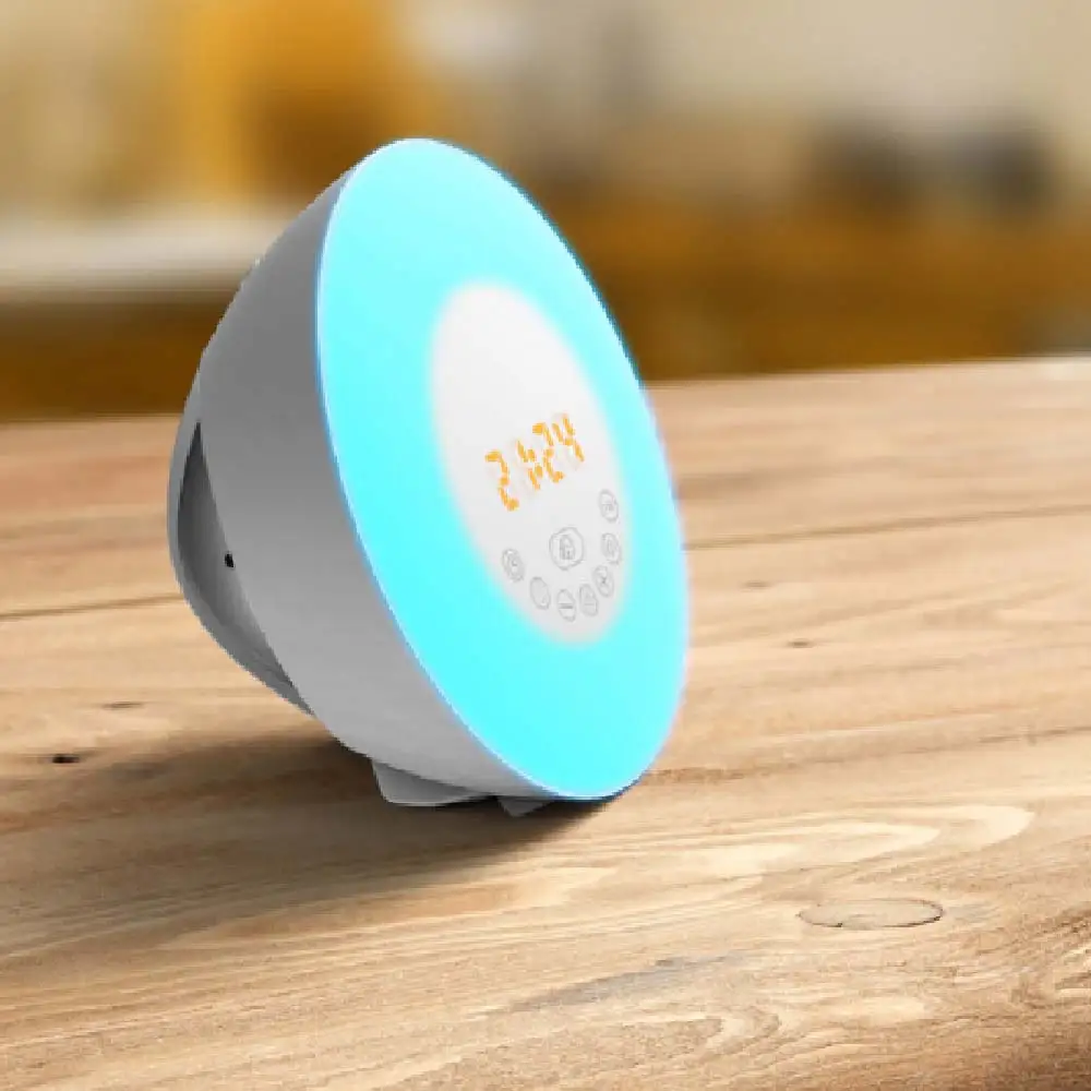 

Free delivery Sunrise Alarm Clock Digital LED Time Display Morning Wake Up Alarm Clocks FM Radio Night Light Desktop Beside Lamp