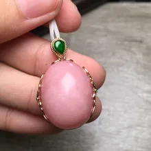 20*30mm 18k rose gold natural Australia pink opal pendant necklace for women fine jewelry
