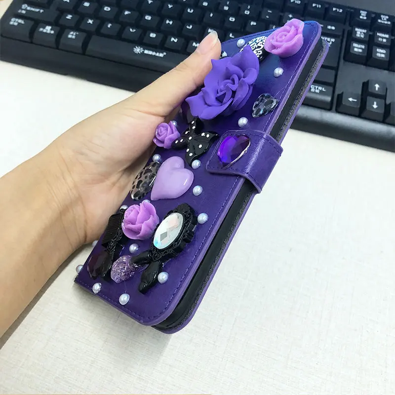 Кожаный чехол бумажник XINGDUO с 3D цветами и стразами для Samsung Galaxy S20/S20E/S20 ultra S7 Edge/S8/S8