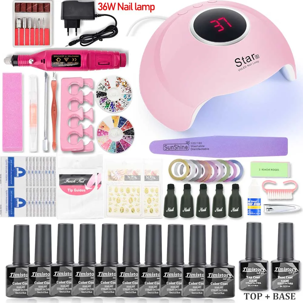 

Manicure Set With Lamp Nail Kit UV LED Lamp For Nail Art Sets 10pcs 8ml UV Gel Nail Polish Varnish Set Tools For Manicure Kit